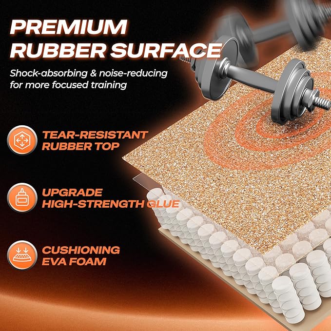 SUPERJARE 0.56'' Thick 24 Pcs 96 Sq Ft Rubber Top Exercise Equipment Mats - Image 5