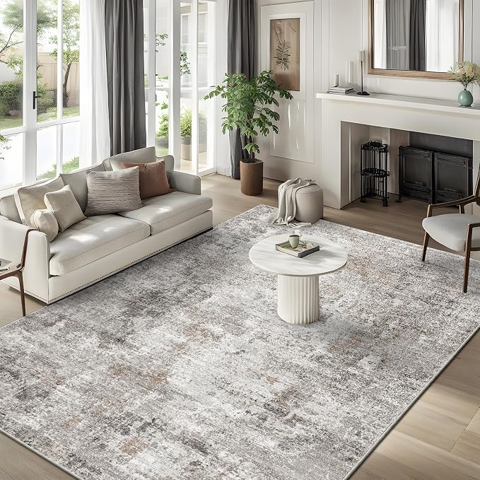 10x14 Area Rug Living Room – Washable Large Neutral Modern Abstract Soft Low by ZHXXUJ