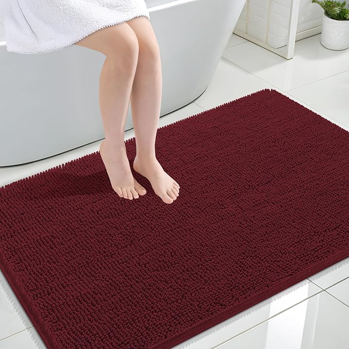 OLANLY Large Bathroom Rugs 47x32, Soft Absorbent Chenille Bath Rugs, Rubber by OLANLY