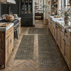 Kitchen Rug Set of 3 Washable Brown Vintage Kitchen Mats by WondRg