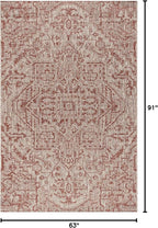 JONATHAN Y Boho Medallion Indoor Outdoor Area Rug 5X8 Red/Taupe, Estrella - Image 2