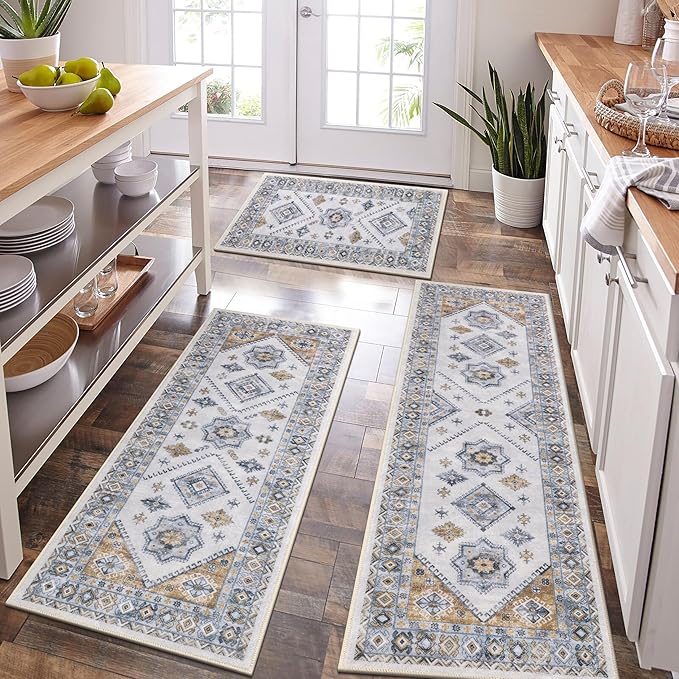 HEBE Boho Kitchen Rug Sets 3 Piece by HEBE