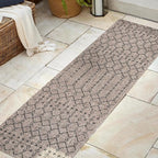 JONATHAN Y Moroccan Geometric Indoor Outdoor Runner Rug 2X8 Natural/Black - Image 3