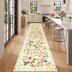 DUKINO 2.6x12 Kitchen Runner Rug, Lightweight Floral Washable Rug - Image 3