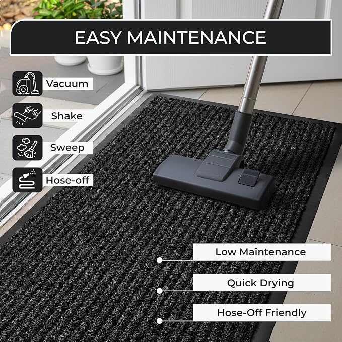 Large Door Mat 3' x 5' Charcoal, Heavy Duty Commercial Floor Mat, Industrial - Image 4