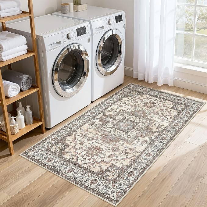 3x5 Area Rugs Living Room: Washable Vintage Rug Large Non-Slip Stain Resistant - Image 6