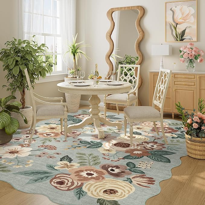 DUKINO 4x6 Area Rug, Floral Non-Slip Indoor Washable Rug - Image 7