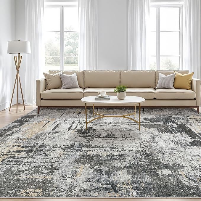 8x10 Area Rugs Living Room: Washable Large Abstract Modern Soft Rug Stain - Image 5