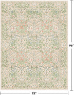 Hazo Haus Light Beige Green Living Room Rug, 6x8 Washable Area Rug - Image 2