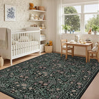 5x7 Area Rugs Living Room Rug: Floral Washable Rug Vintage Boho Soft No Slip - Image 4