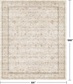 Beige Floral Washabel Area Rug for Living Room - Image 2