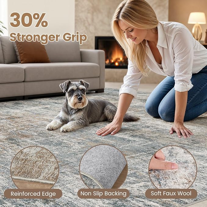 cotiled Washable 8x10 Area Rug for Living Room - Image 3