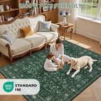 Area Rugs 10x12 Living Room Rug: Washable Rug Soft Vintage Distressed Floral - Image 8