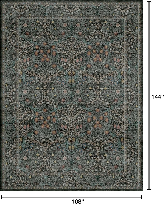 Washable Dark Green Rug for Living Room - Image 2