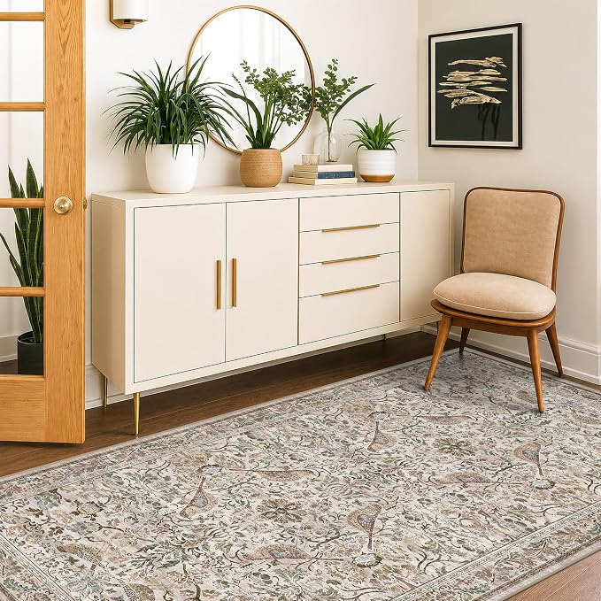 Moss 3x6 Washable Rug for Large Entryway by HazoHaus