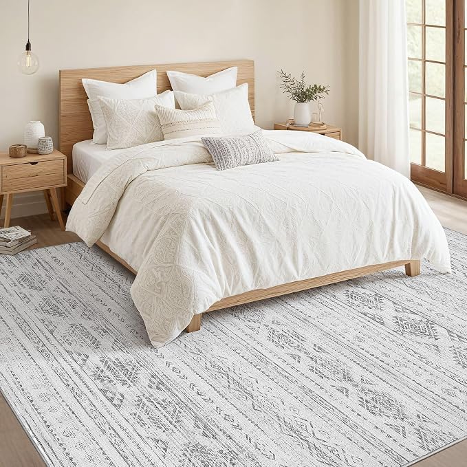 Nakagishi 8x10 Area Rug Living Room: Washable Boho Large Neutral Soft Farmhouse - Image 6