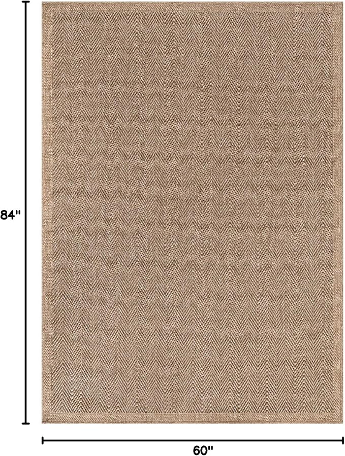 CAMILSON Easy Jute Rug 5x7, Indoor Outdoor Natural Color Fiber Area Rugs - Image 2