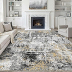 Area Rugs 9x12 Living Room: Washable Large Abstract Neutral Modern Soft Rugs by LOONGRUG