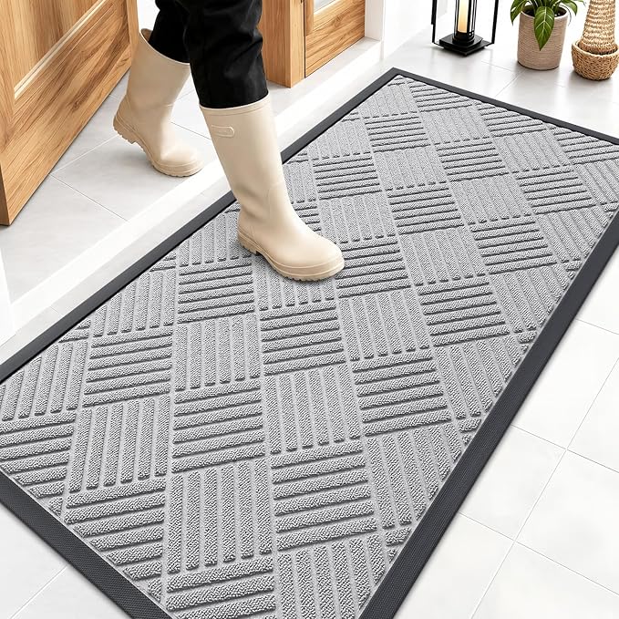 OLANLY Front Door Mat Outside Entrance 47x23, Heavy Duty Sturdy Natural Rubber by OLANLY