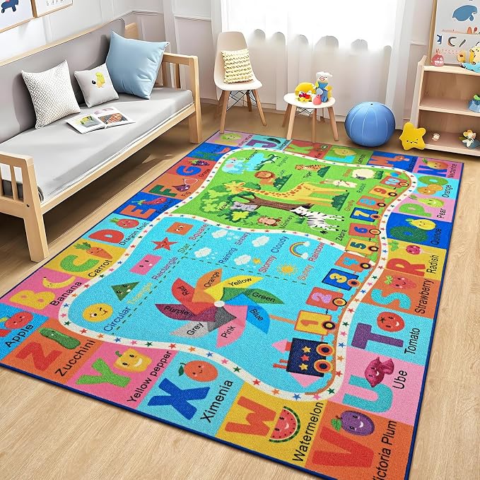 Kids Rug for Playroom, 6x9 ABC Educational Carpet for Classroom, Fun Alphabet - Image 9