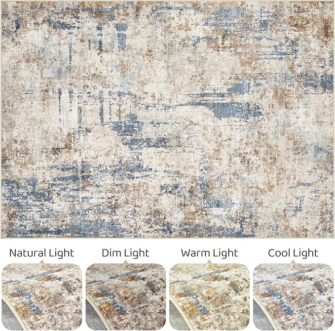 4x6 Rug Washable Area Rugs: Abstract Modern Soft Stain Resistant Indoor Floor - Image 9