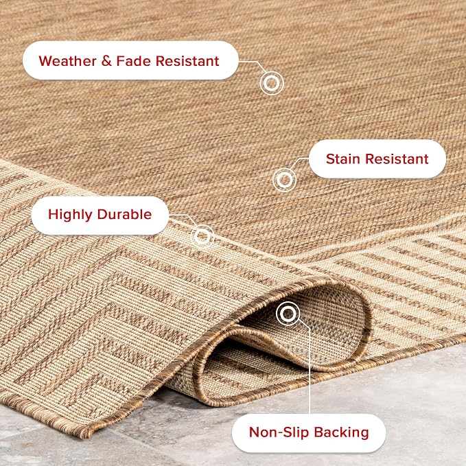 Nuloom Asha Light Brown/Ivory, Striped Border, Soft and Cozy, High Traffic - Image 7