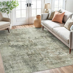 Soalmost Area Rug 6x9 Abstract Living Room Washable Rugs Green Black Non Slip - Image 8