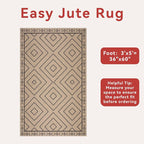Tangsoo Easy Jute Rug 3x5 for Entryway, Geometric Non-Slip Washable Indoor - Image 8