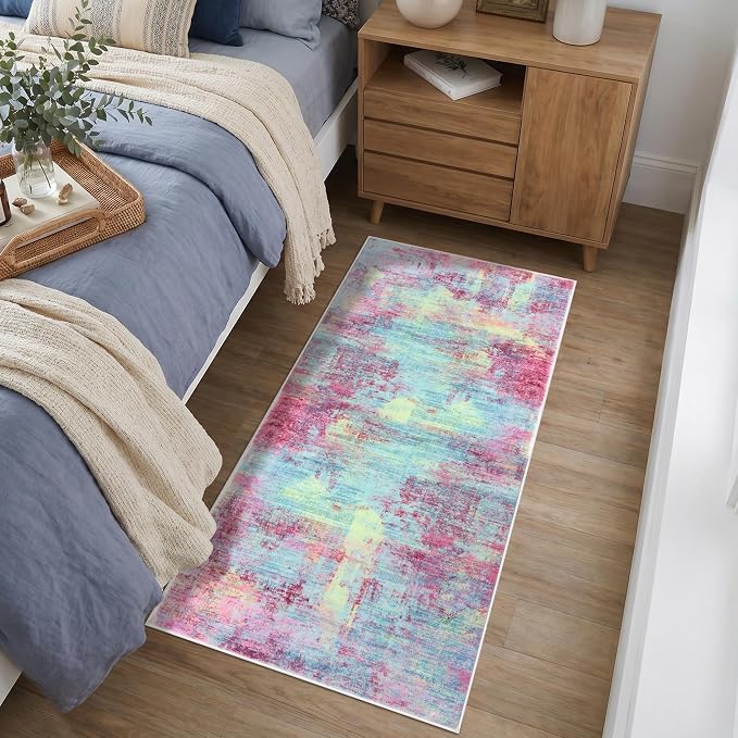 IOHOUZE Abstract Runner Rug 2x4 Ft Entryway Rugs Washable Door Mat Indoor - Image 2