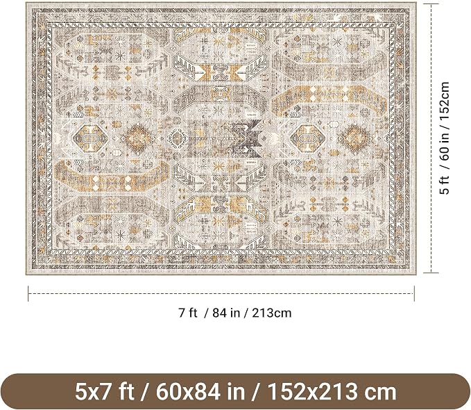 befbee 5x7 Area Rugs for Living Room, Stain Resistant Washable Rug, Non-Slip - Image 2