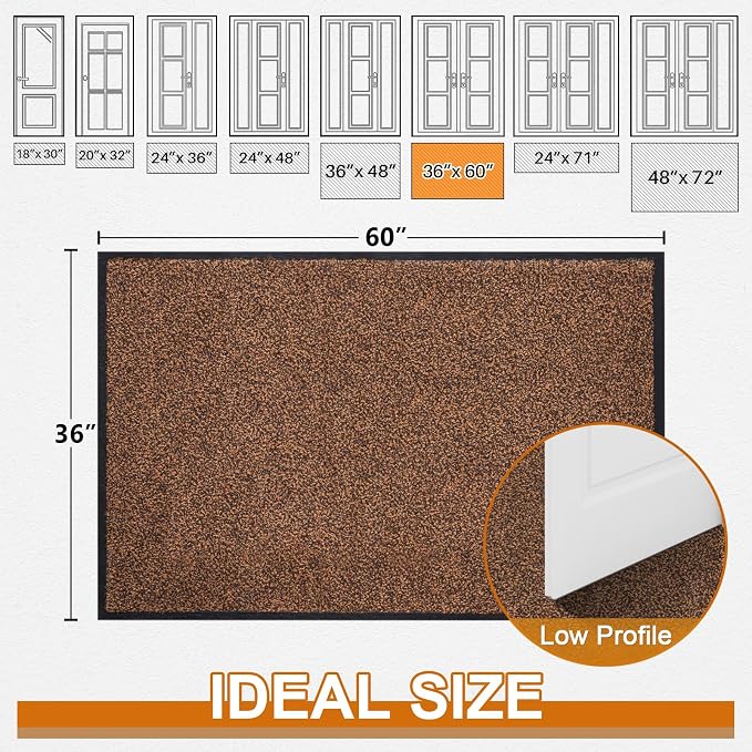 Mibao Front Door Mat Indoor Entrance, Dirt Trapper Welcome Mat - Image 2