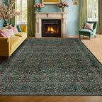 Washable Dark Green Rug for Living Room - Image 9