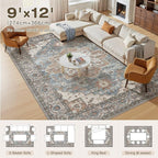 9x12 Area Rugs Living Room: Washable Vintage Rug Large Non-Slip Stain Resistant - Image 7