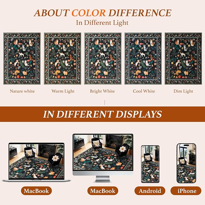 LIANLAM 8x10 Cat Lover's Area Rug, Washable Large Rug - Image 5
