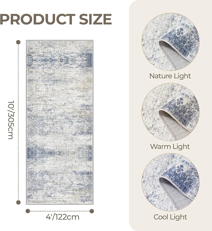4x10 Runner Rug, Washable Hallway Rug - Image 2