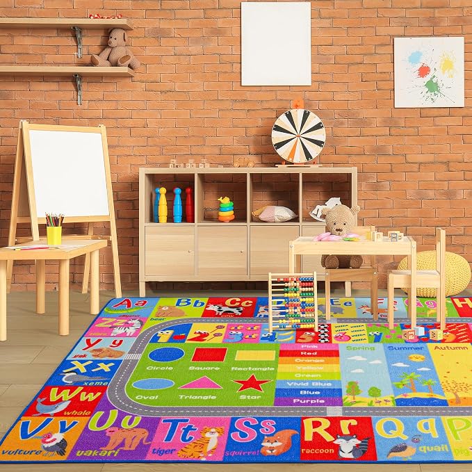 Kids Rug for Playroom Classroom, ABC Alphabet Numbers Play Toddlers Rugs - Image 3