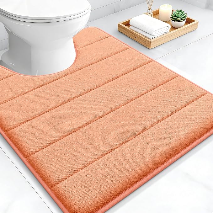 OLANLY Memory Foam Toilet Rugs U Shaped 24x20, Super Soft Absorbent Contour by OLANLY