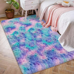 4x6ft Tie-Dyed Purple Rainbow Carpet Soft Area Rugs - Image 4