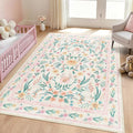 Pink Floral Area Rug 4x6, Washable Non-Slip Soft Carpet by Dadasgk