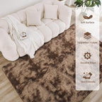 Litanika 5x8 Shag Area Rug for Living Room Bedroom, Tie-Dyed Brown High Pile - Image 4