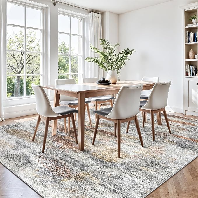 8x10 Area Rugs, Abstract Morden Soft Washable Rug, Non-Slip Low Pile Rugs - Image 4