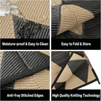 Outdoor Plastic Checkered Rug Waterproof Patio 6x9 Black Brown Diamond Geometry - Image 7