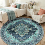 RELEANY Area Rugs Round 6ft Washable Non-Slip, Floral Vintage Distress - Image 3