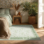 Green 4x6 Small Rug for Living Room Cream Beige and Sage Green Area Rug for - Image 3