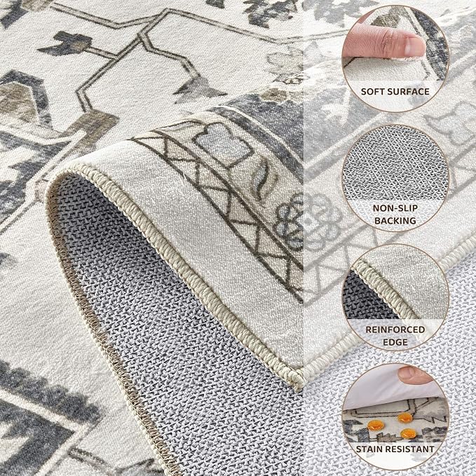 10x12 Washable Area Rugs for Living Room, Large Rug Non Slip Backing Vintage - Image 8