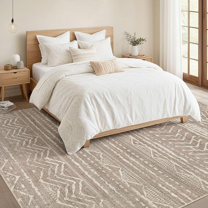 Nakagishi 12x15 Area Rug Living Room: Washable Boho Large Neutral Modern Soft - Image 5
