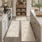 Neutral Kitchen Rug Set of 3 Washable Beige Vintage Kitchen Mats - Image 5