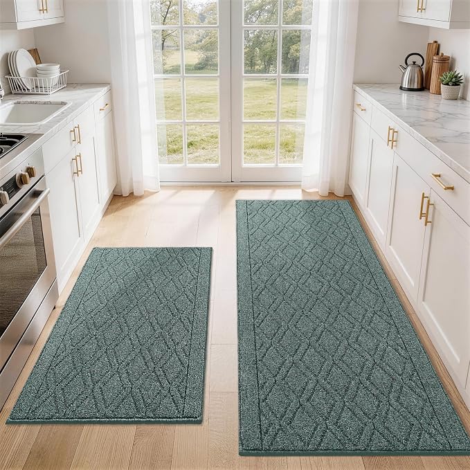 COSY HOMEER Kitchen Rugs Sets 2PCS, Non-Slip Washable Kitchen Mats by COSYHOMEER
