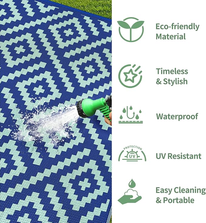 GENIMO Outdoor Rug for Patio Clearance, Reversible Plastic Straw Rugs for RV - Image 6