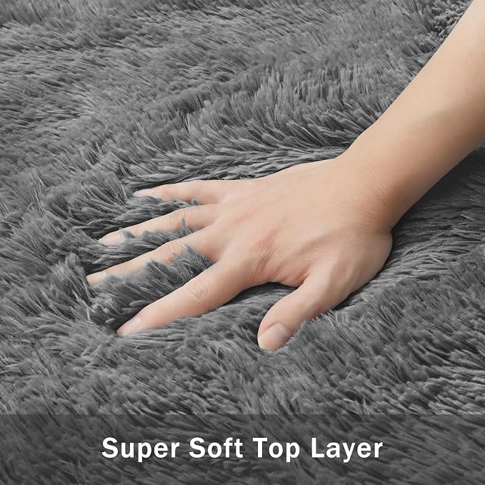 5x8 Area Rug for Living Room:Ultra Soft Fluffy Shag Dark Grey Rugs, Large Fuzzy - Image 8